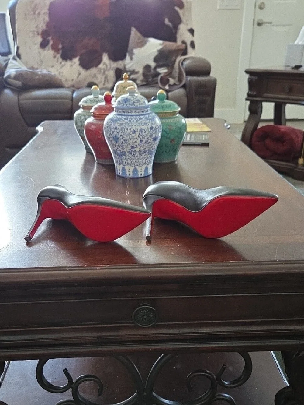 Christian Louboutin Black Leather Pointed Toe Stiletto Pumps